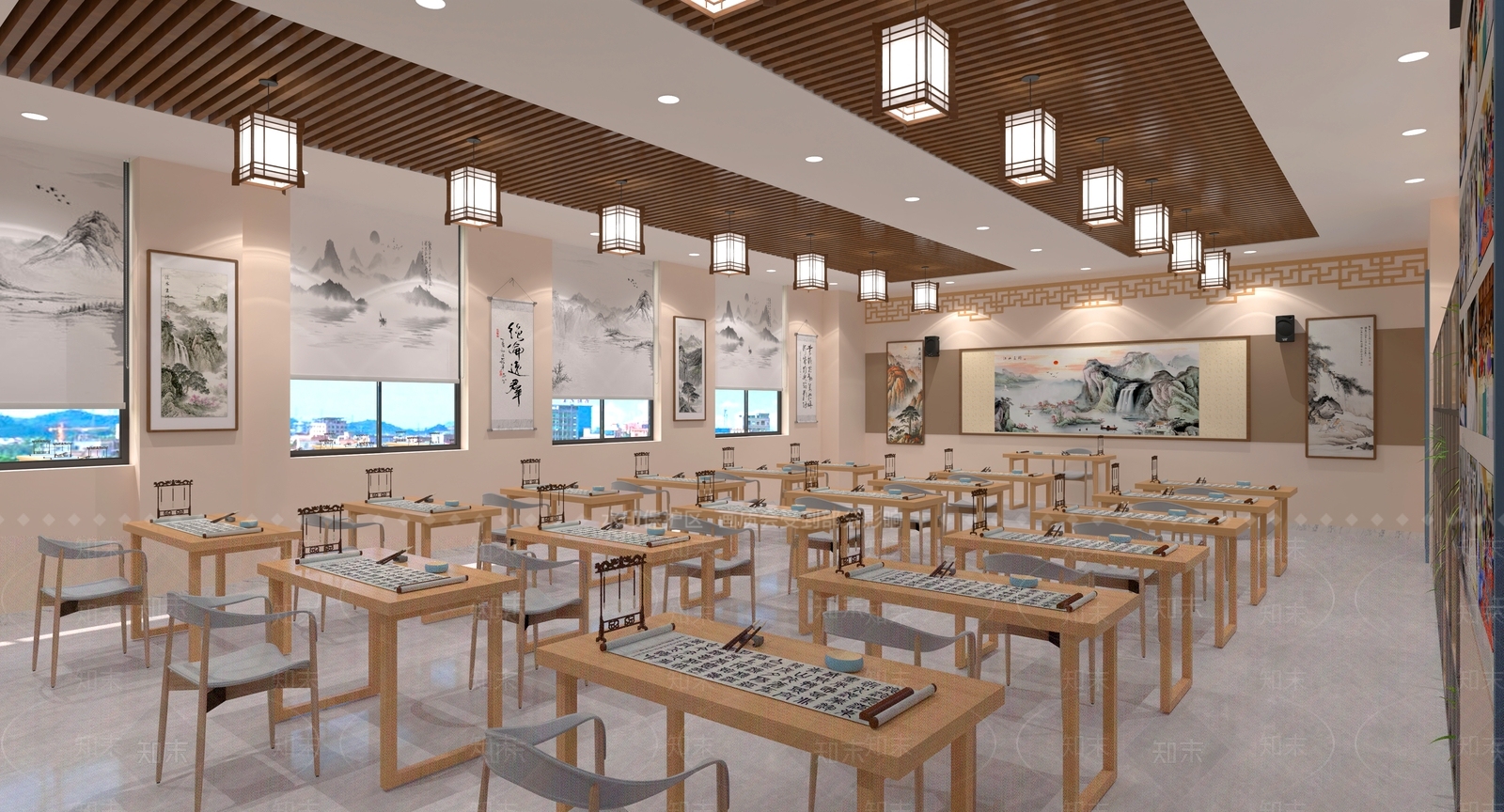 新中式教室3D模型下载【ID:1200920396】