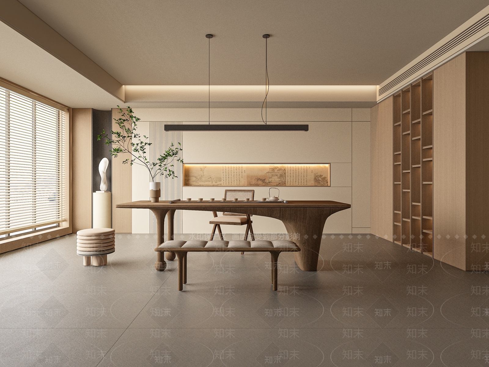 新中式茶室3D模型下载【ID:1200921574】