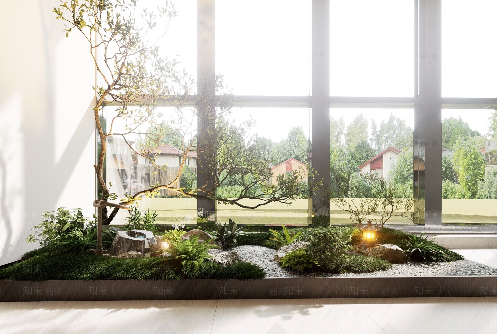 新中式禅意室内景观SU模型下载【ID:1201094462】