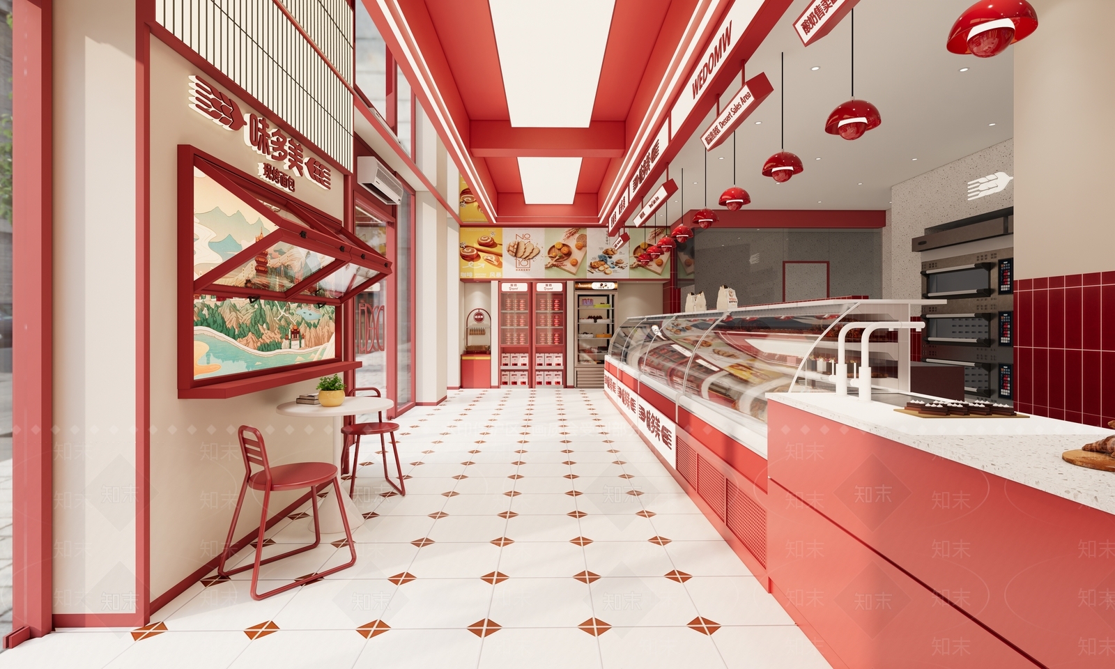 现代复古甜品面包店SU模型下载【ID:1200923520】