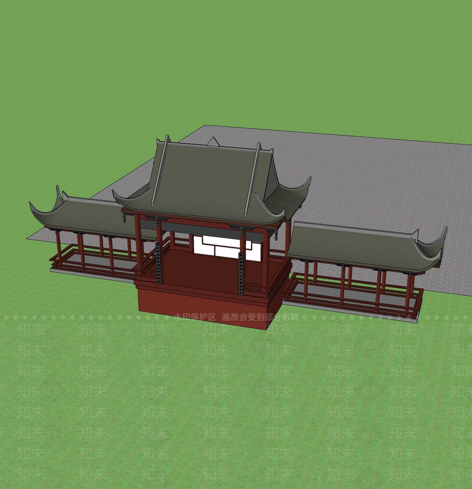 中式廊架SU模型下载【ID:1200923941】