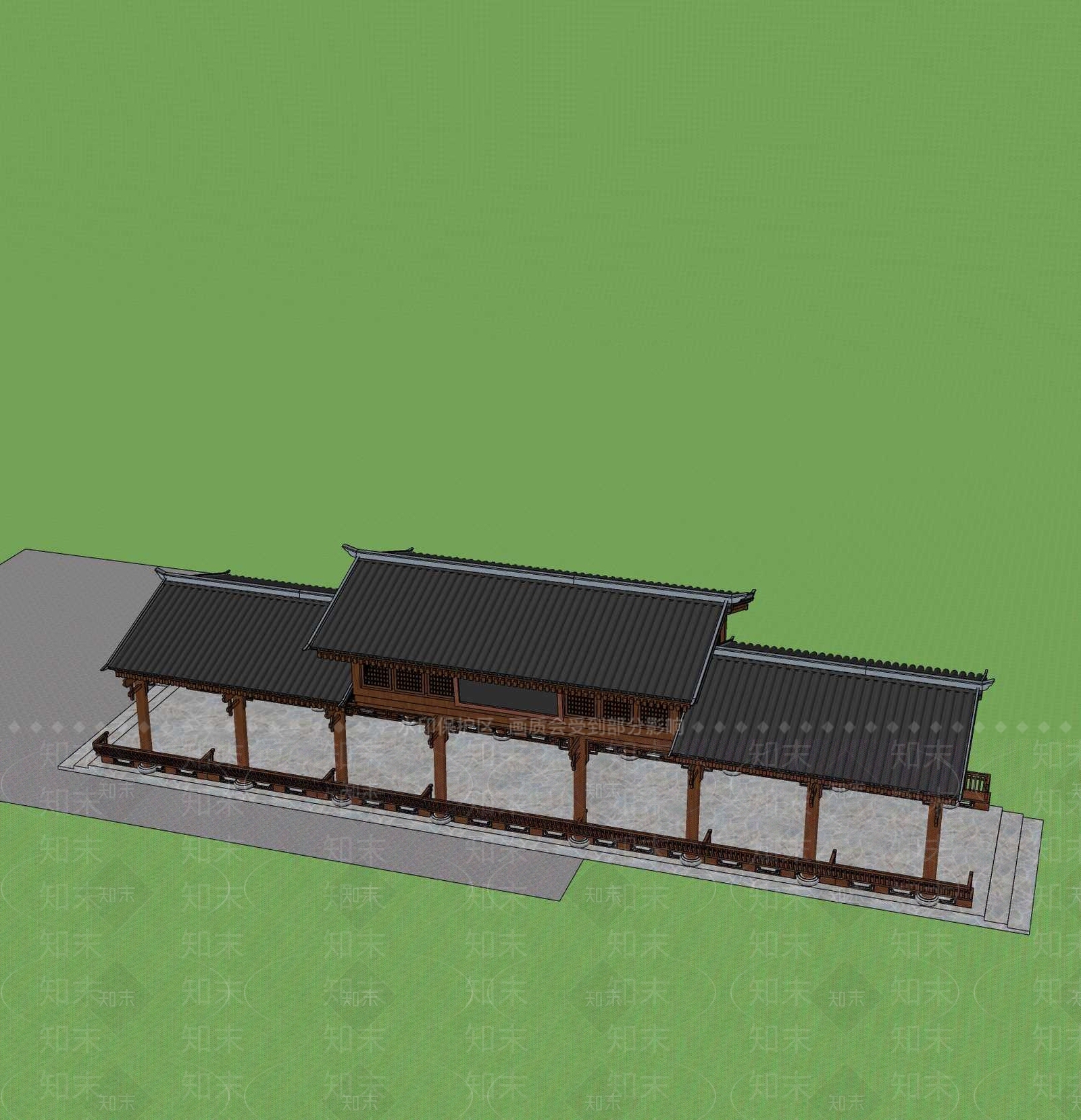中式廊架SU模型下载【ID:1200924071】