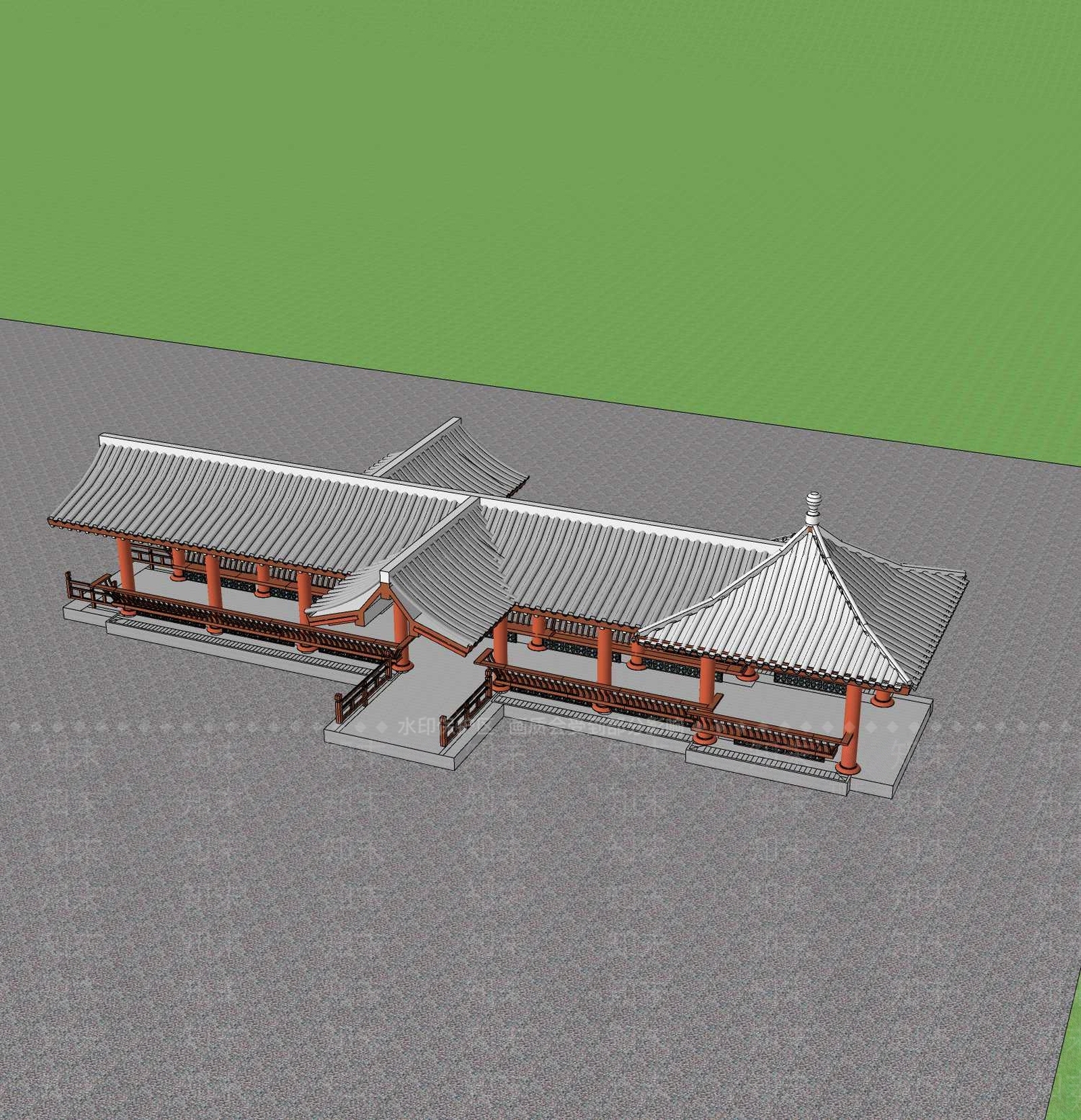 新中式廊架SU模型下载【ID:1200924199】