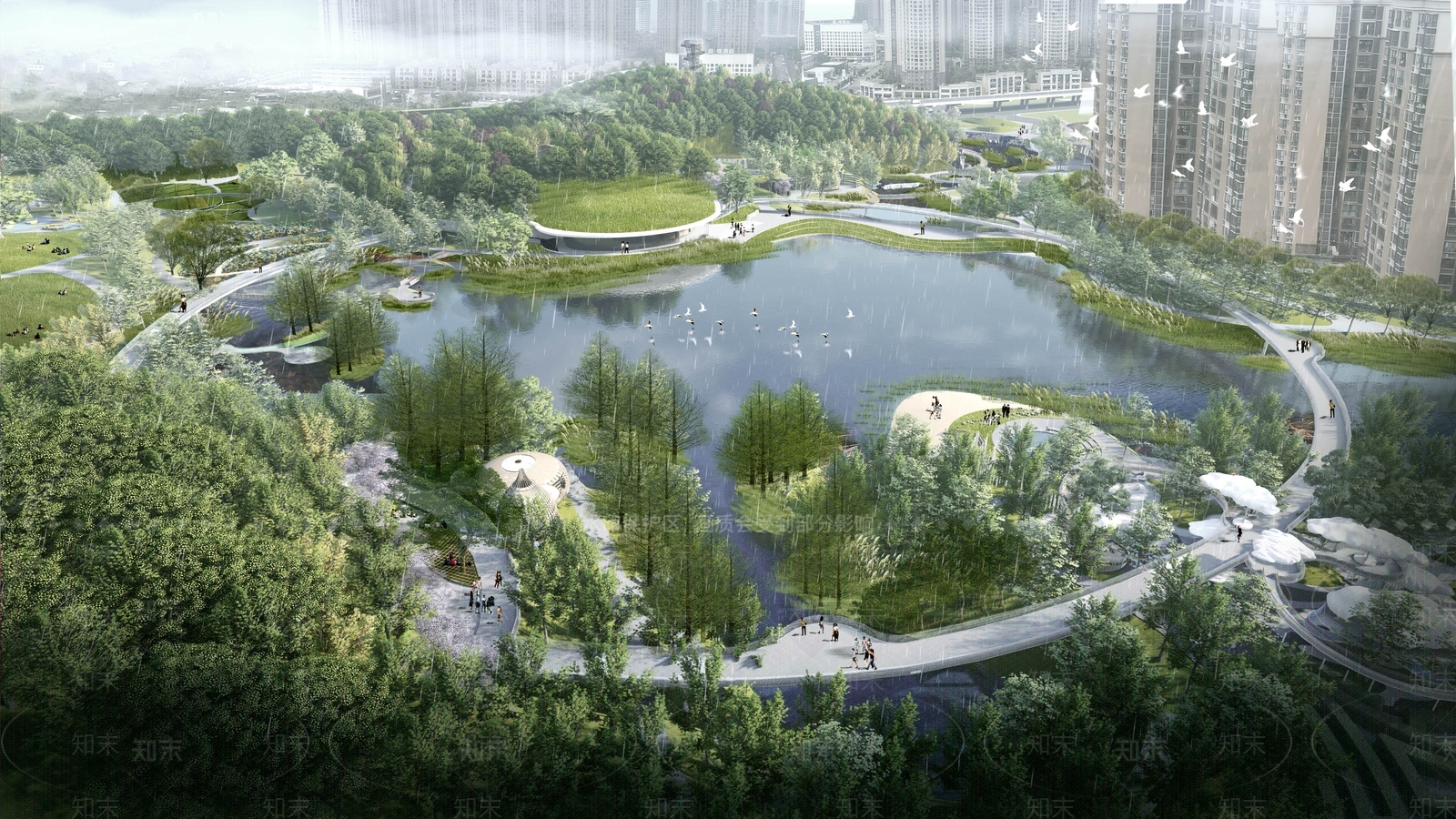 现代景观公园SU模型下载【ID:1200925733】