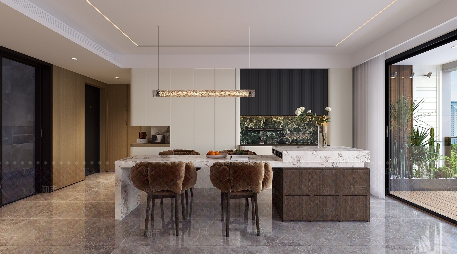 现代简约家居客厅3D模型下载【ID:1200925042】