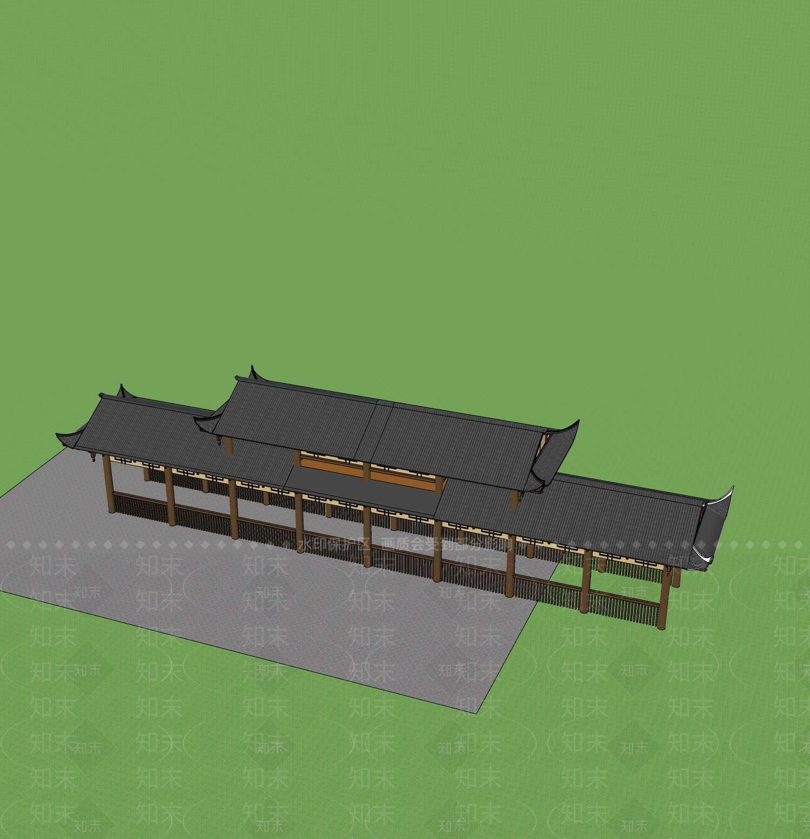 中式廊架SU模型下载【ID:1200924528】