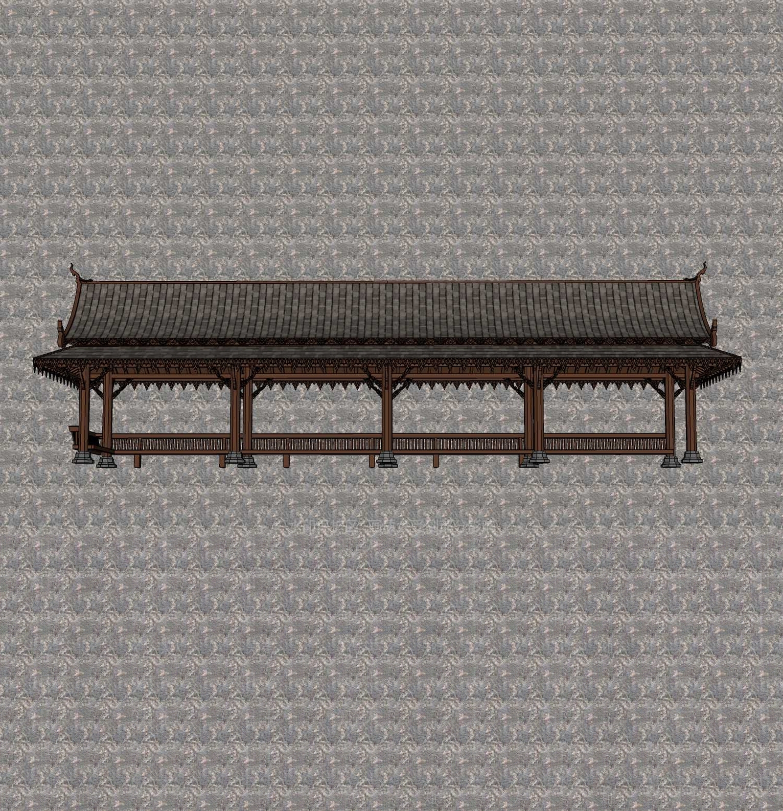中式廊架SU模型下载【ID:1200925621】