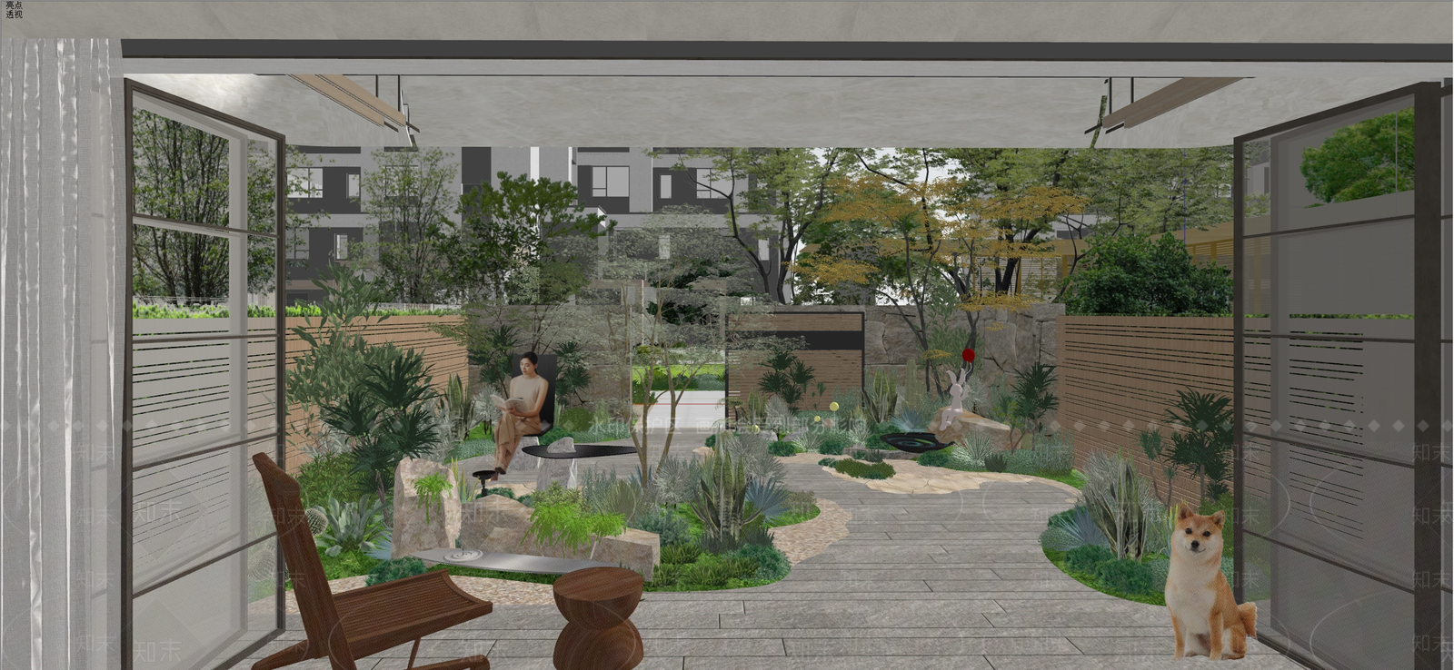 侘寂禅意住宅区景观SU模型下载【ID:1200926828】