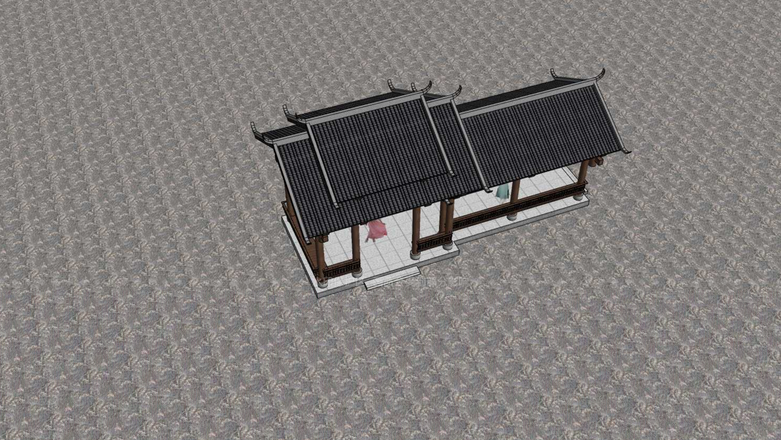 新中式廊架SU模型下载【ID:1200926705】