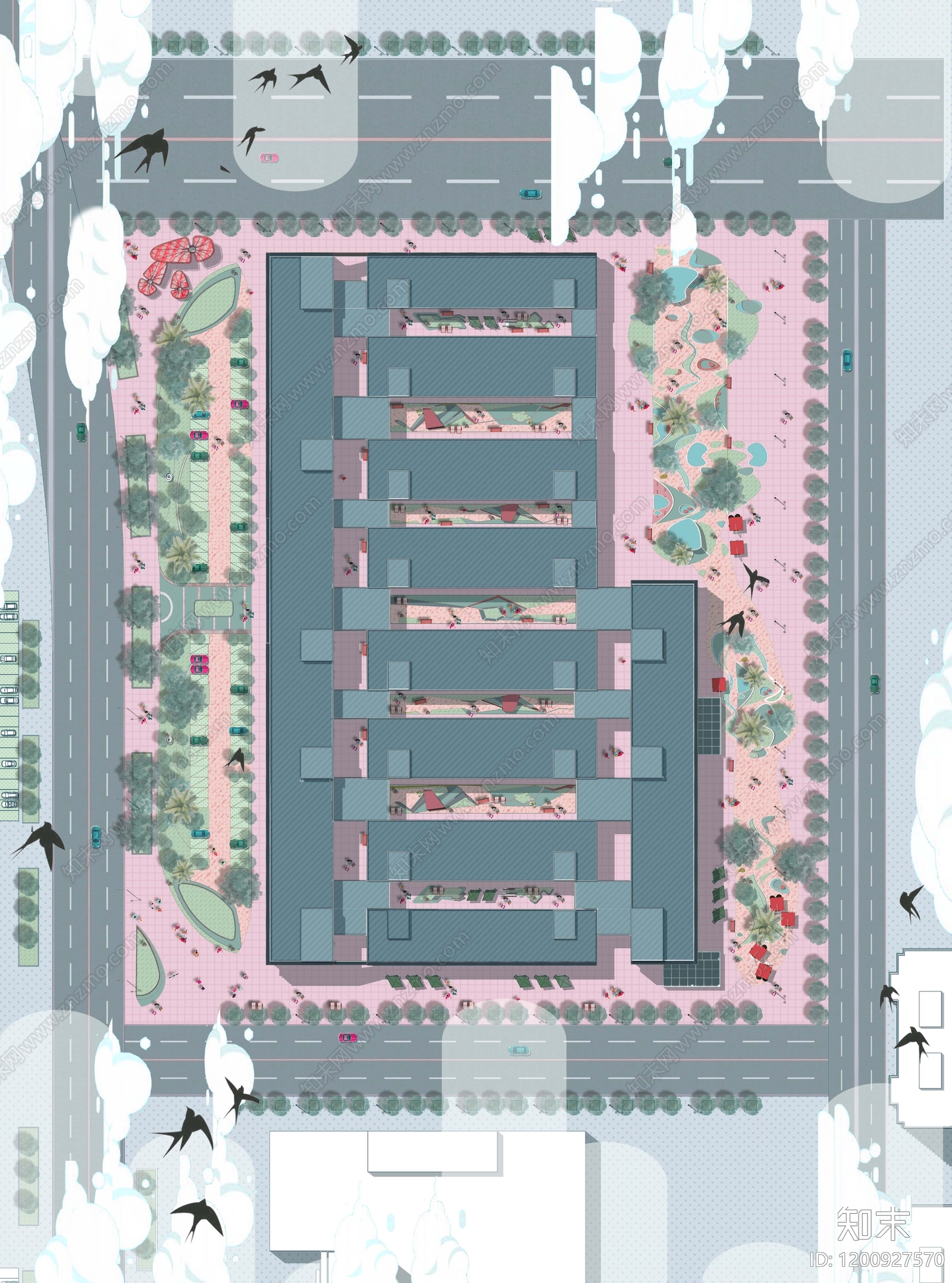 现代简约住宅项目彩平图下载【ID:1200927570】