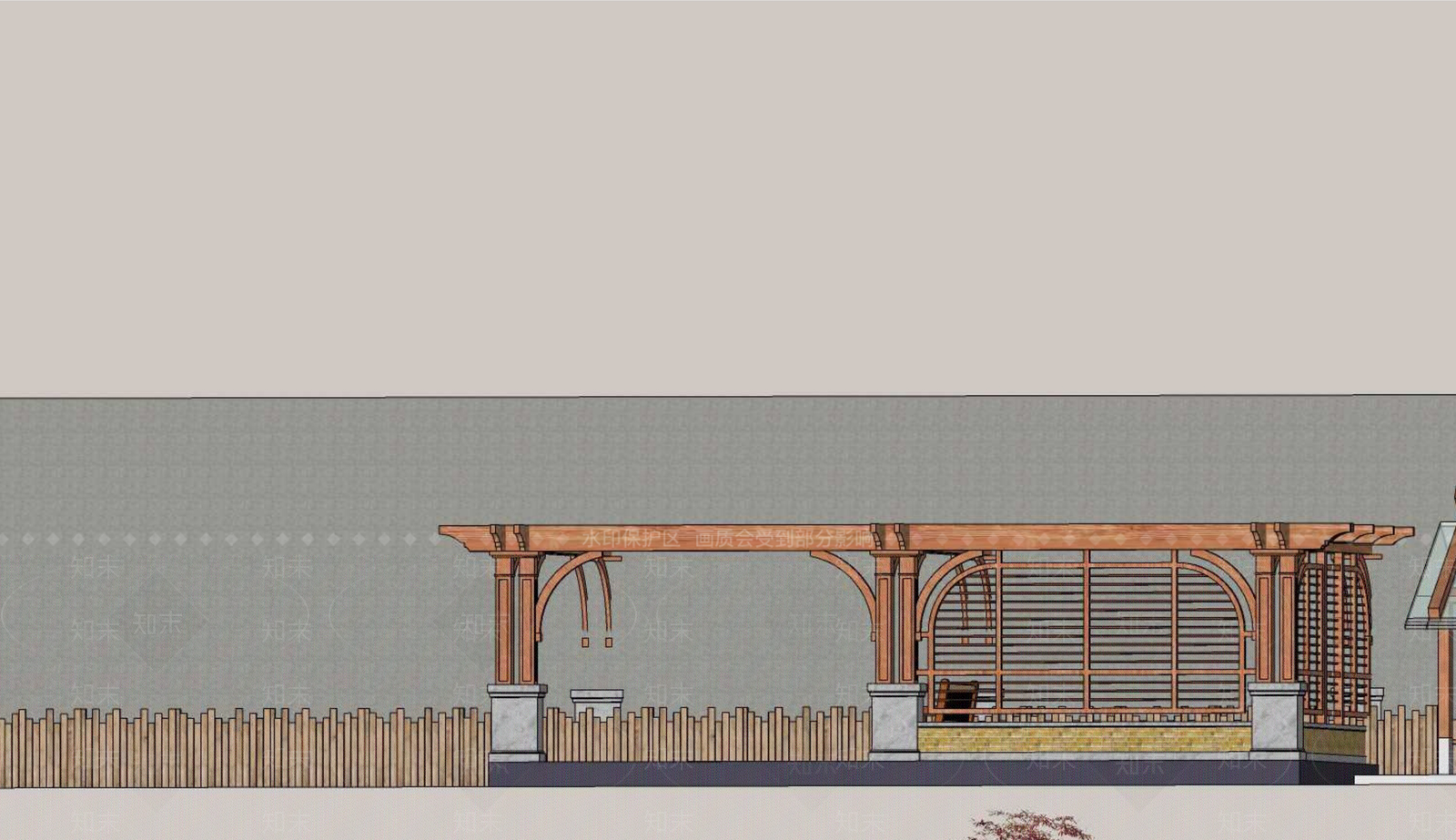 新中式廊架SU模型下载【ID:1200928348】