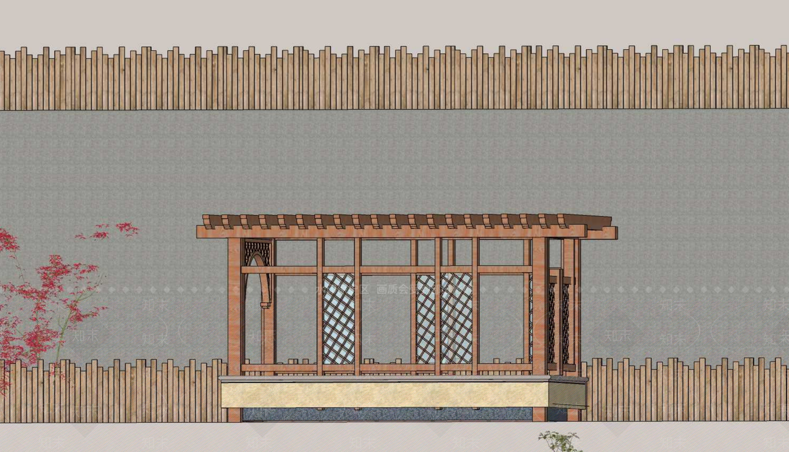 新中式廊架SU模型下载【ID:1200928526】