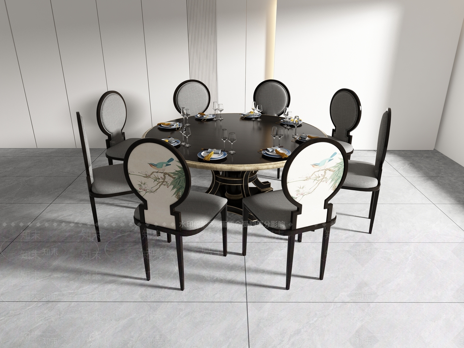 中式餐桌椅3D模型下载【ID:1200929813】