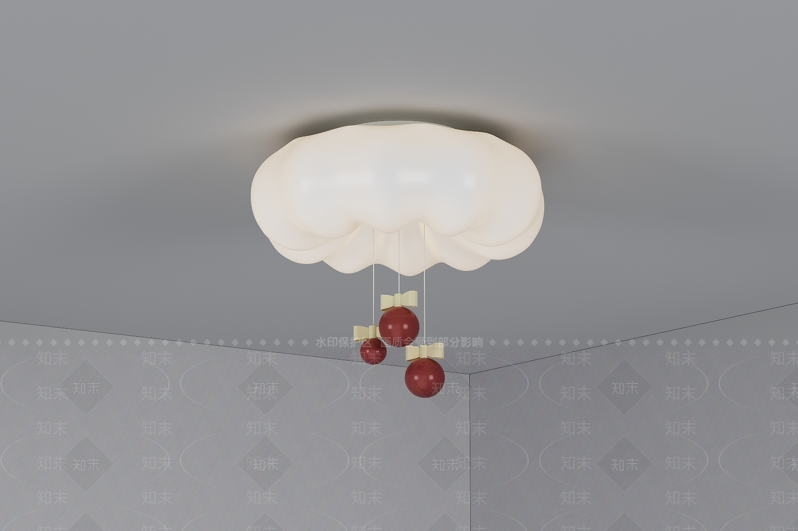 现代奶油吸顶灯3D模型下载【ID:1200929688】