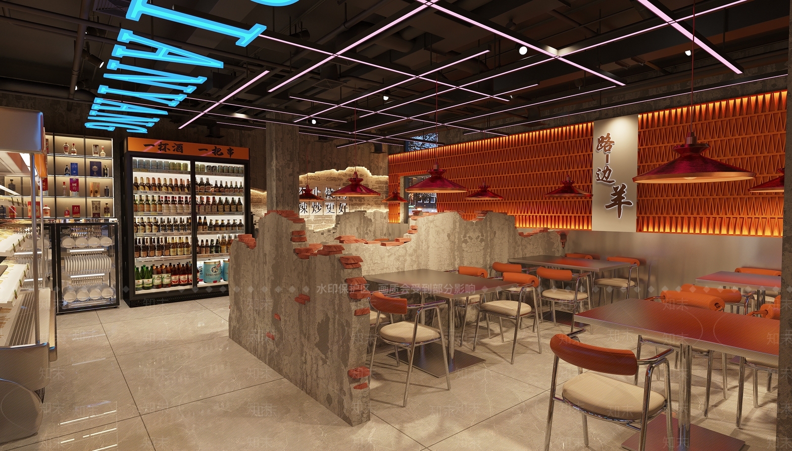 现代工业烧烤店3D模型下载【ID:1200930124】