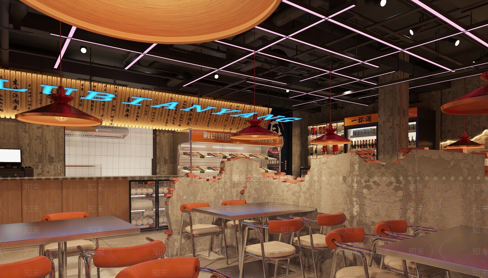 现代工业烧烤店3D模型下载【ID:1200930124】