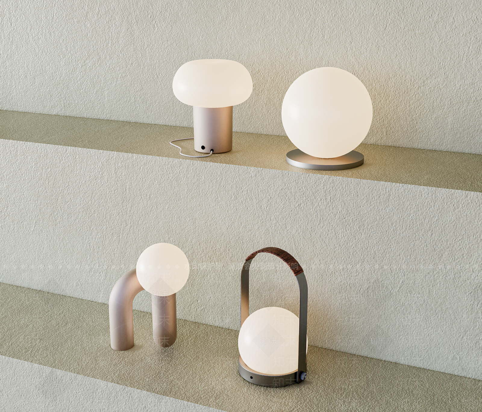 现代日式台灯3D模型下载【ID:1200930239】