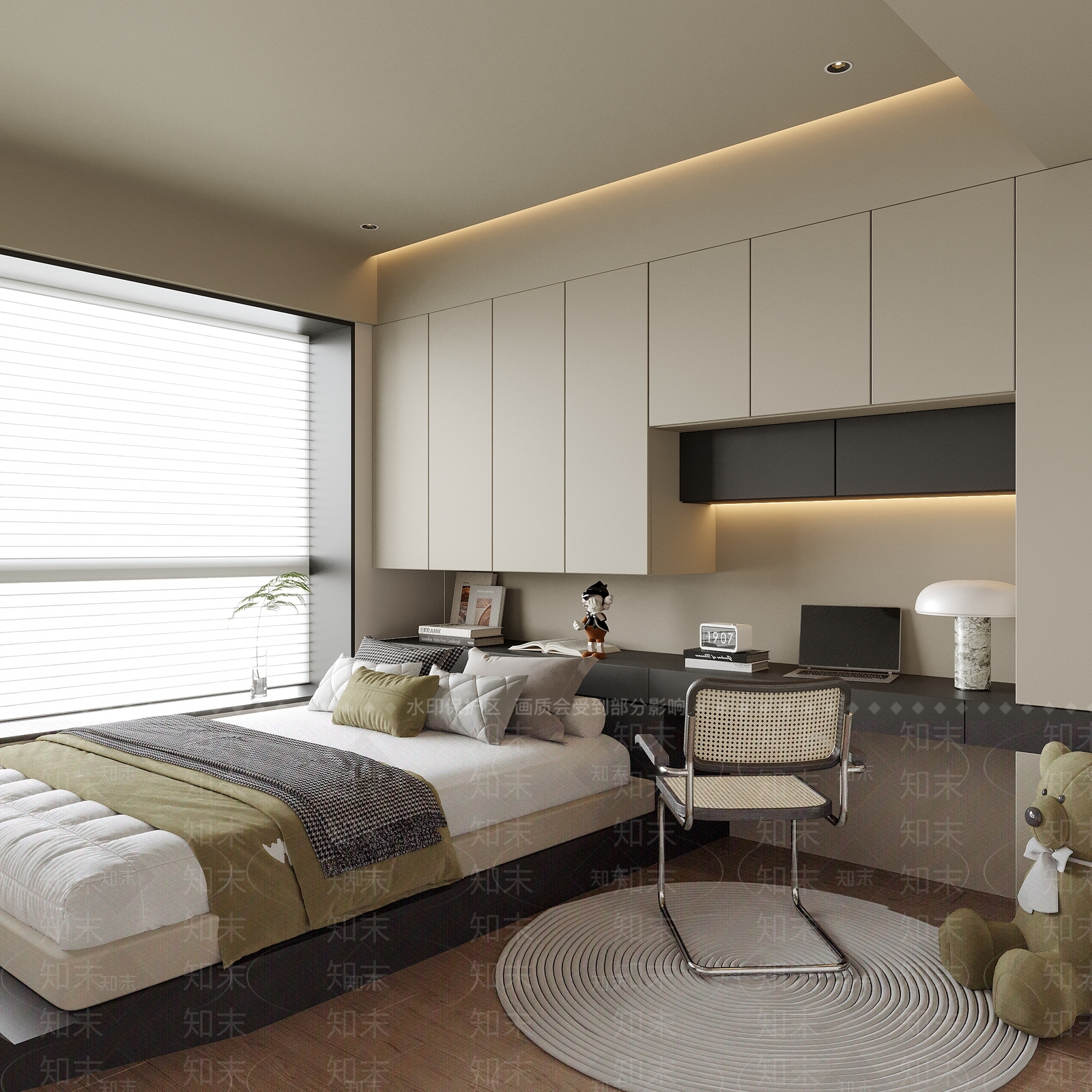 现代榻榻米卧室3D模型下载【ID:1200932487】