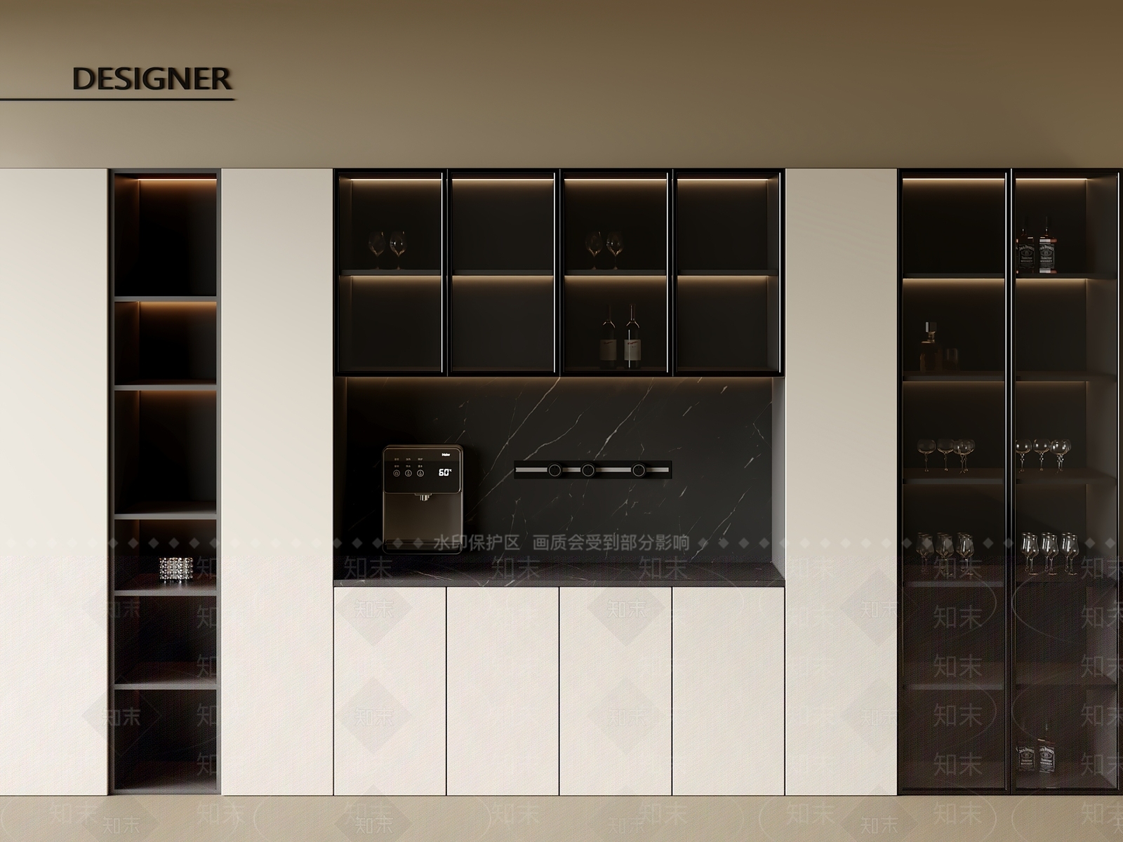 现代中古餐边柜3D模型下载【ID:1200934413】