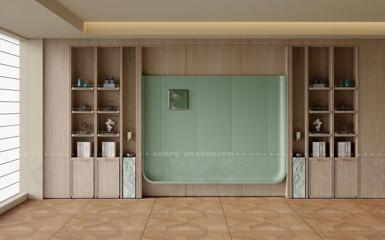 现代中式沙发背景墙3D模型下载【ID:1200935365】