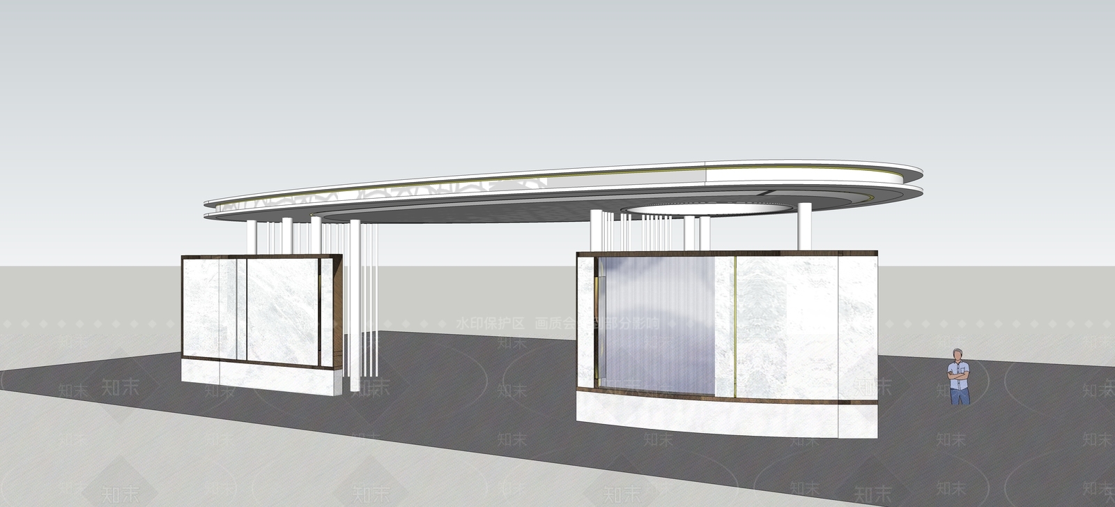现代简约入口大门SU模型下载【ID:1200937977】