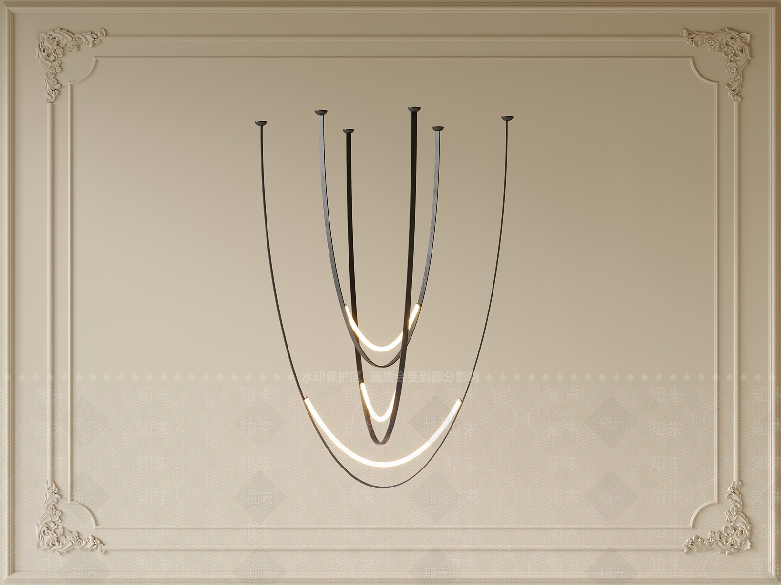 现代中古吊灯3D模型下载【ID:1200938461】