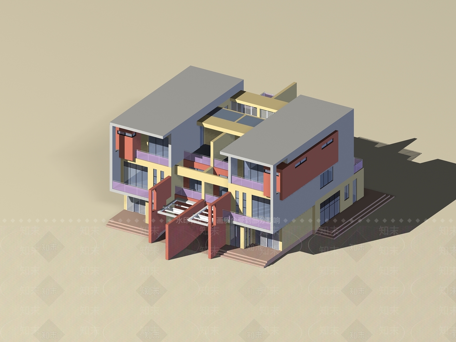 现代别墅外观3D模型下载【ID:1200939553】