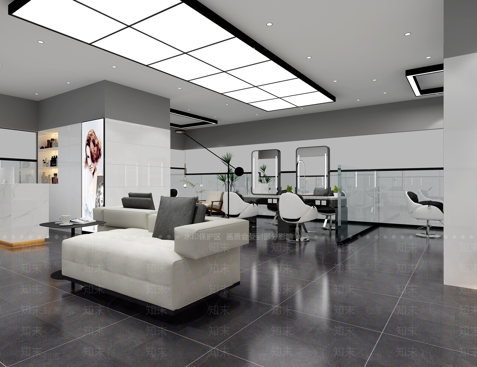 现代美发店3D模型下载【ID:1200944650】