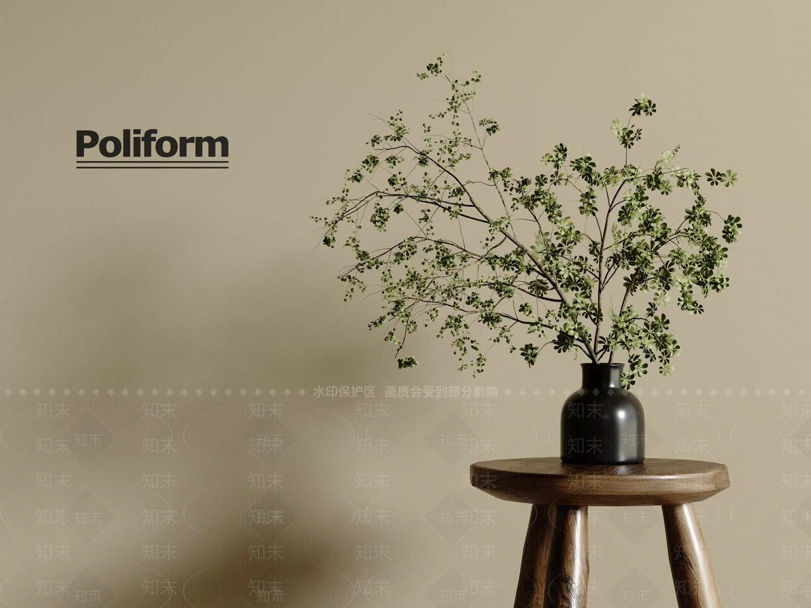 现代中古绿植摆件3D模型下载【ID:1200940285】