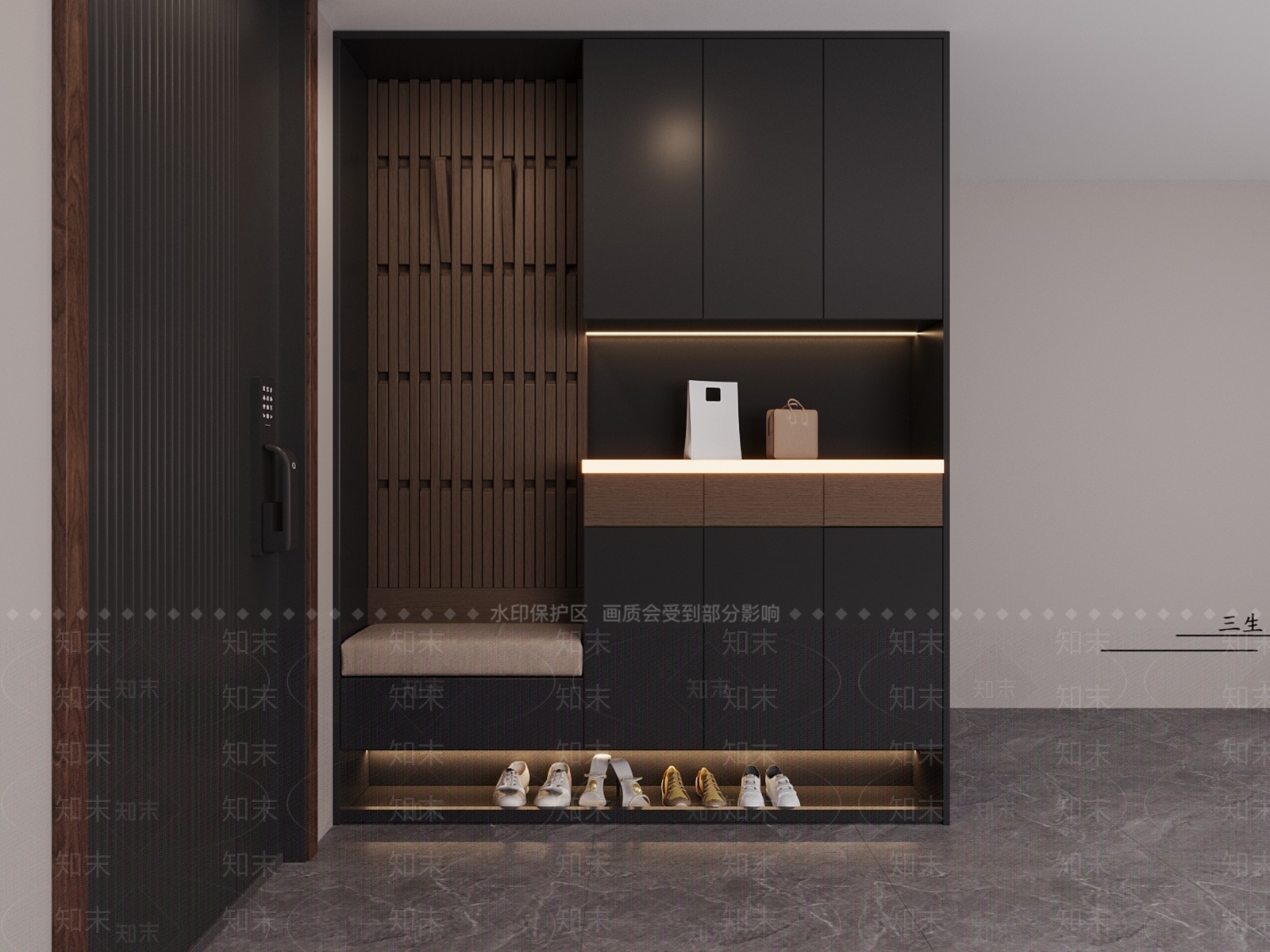 意式现代鞋柜3D模型下载【ID:1200940968】