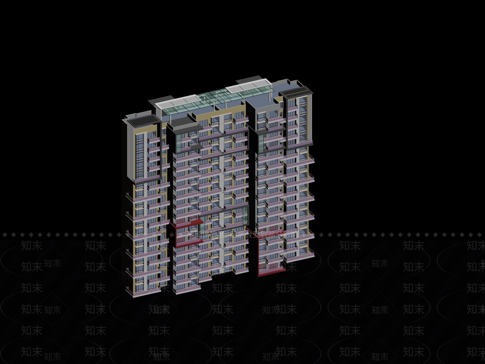 现代高层住宅3D模型下载【ID:1200941460】