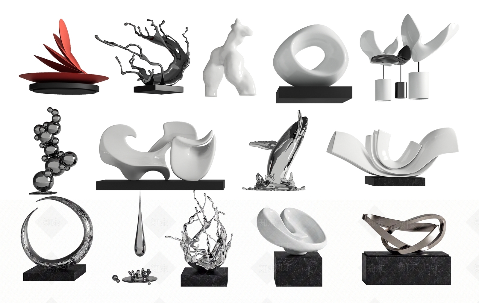 现代雕塑摆件3D模型下载【ID:1200942225】