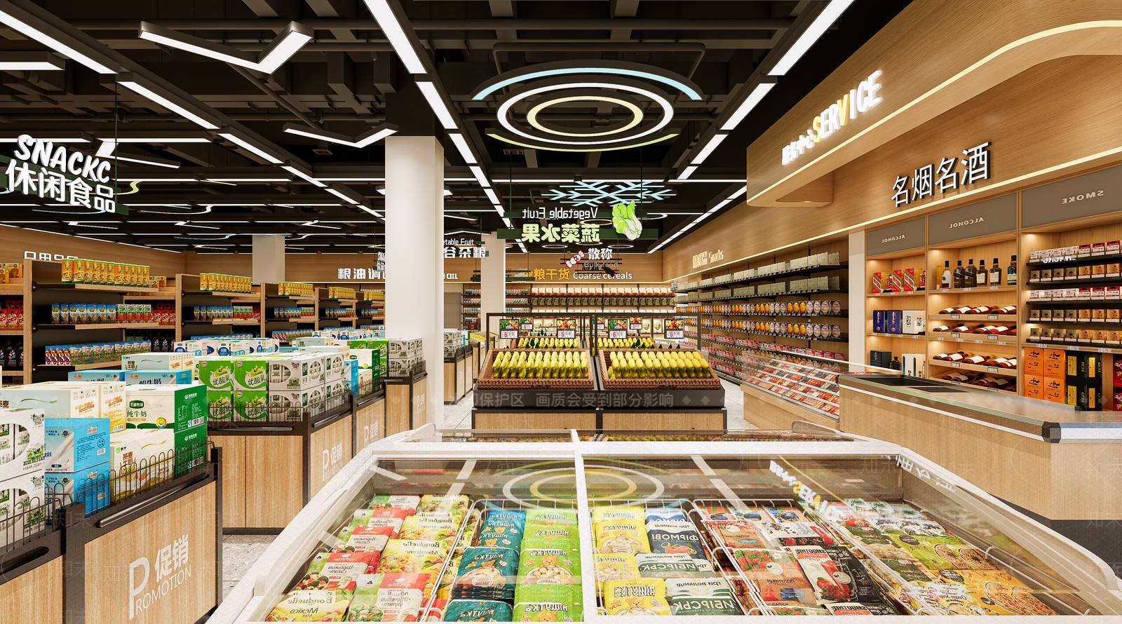 现代原木超市SU模型下载【ID:1200943130】