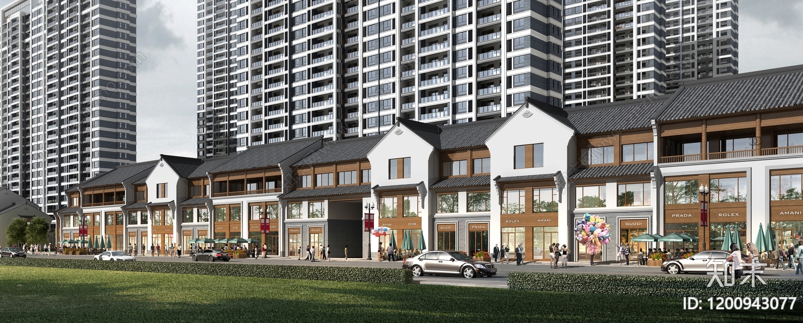 新中式中式商业街cad施工图下载【ID:1200943077】
