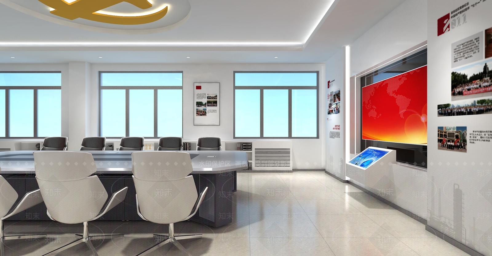 现代党建展厅3D模型下载【ID:1200943395】