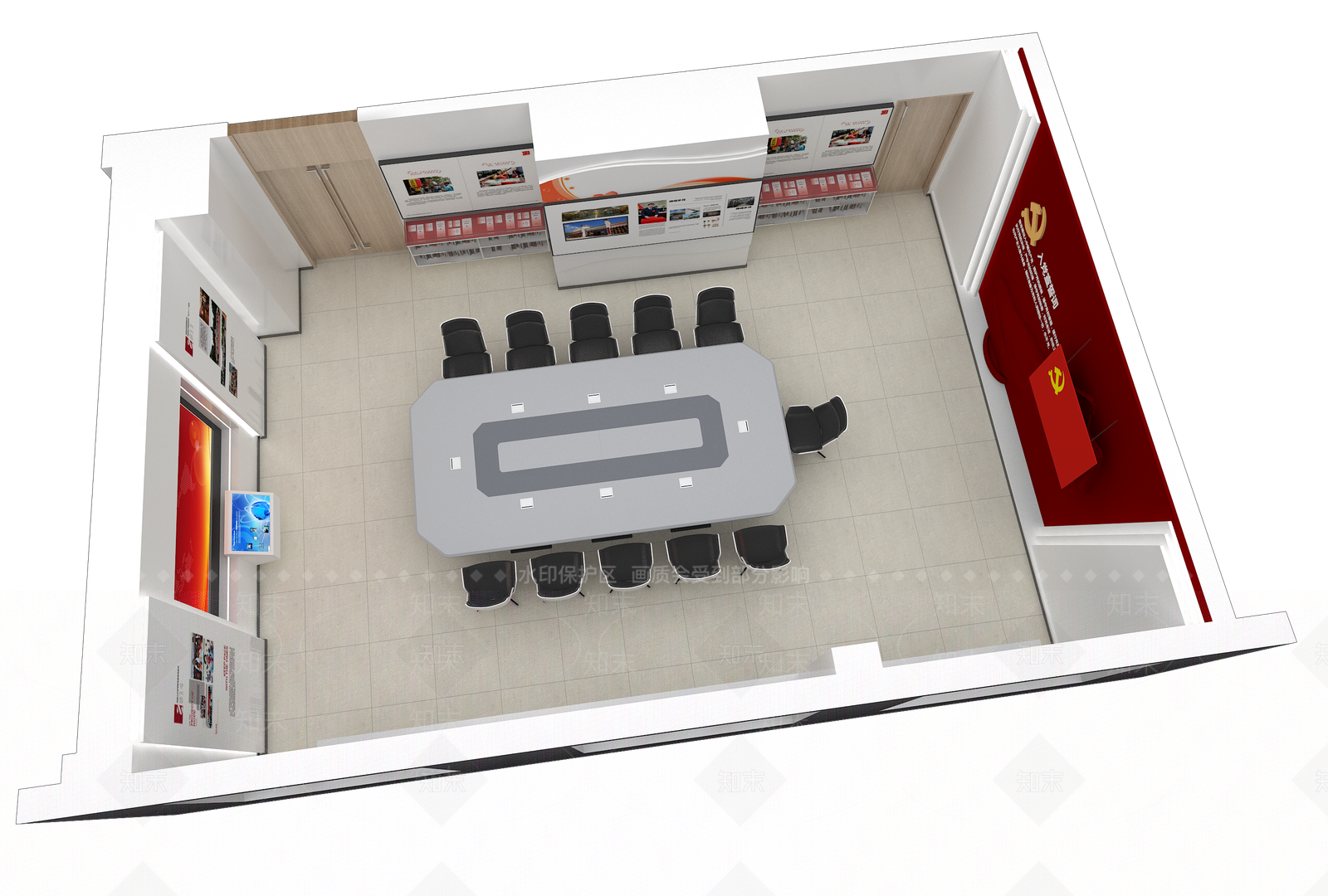 现代党建展厅3D模型下载【ID:1200943395】