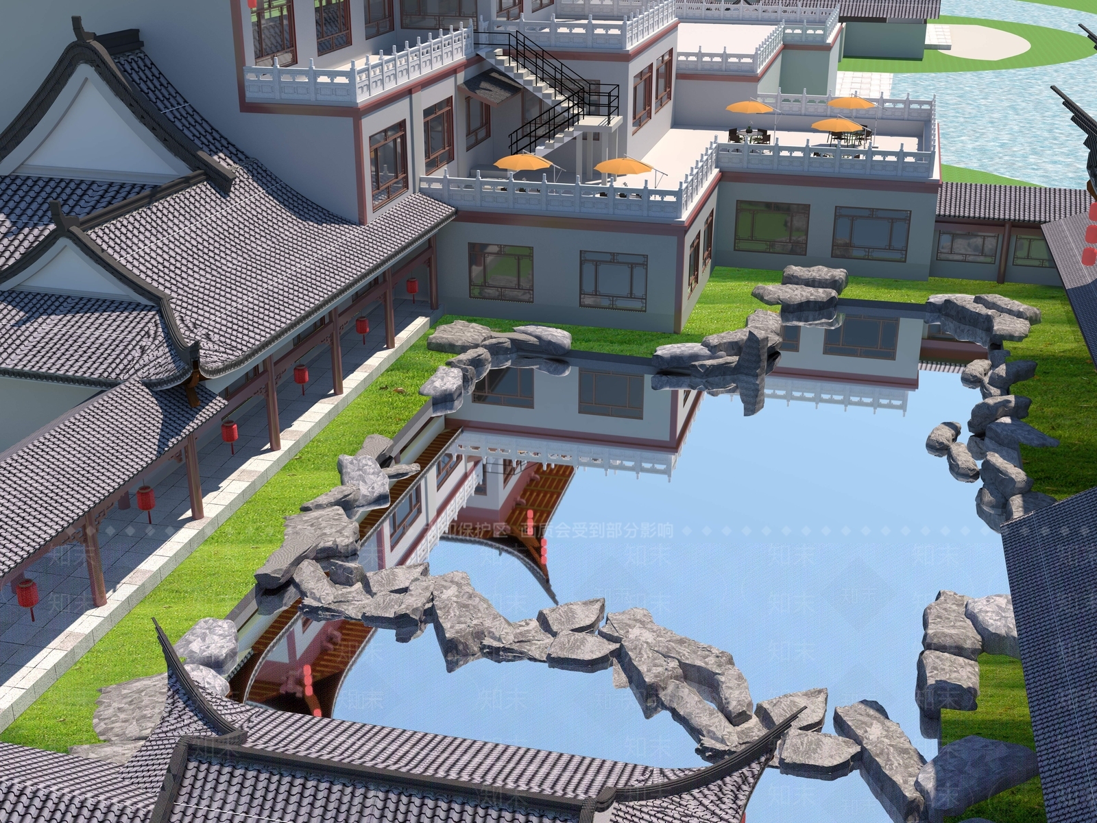 中式古建筑SU模型下载【ID:1200944155】