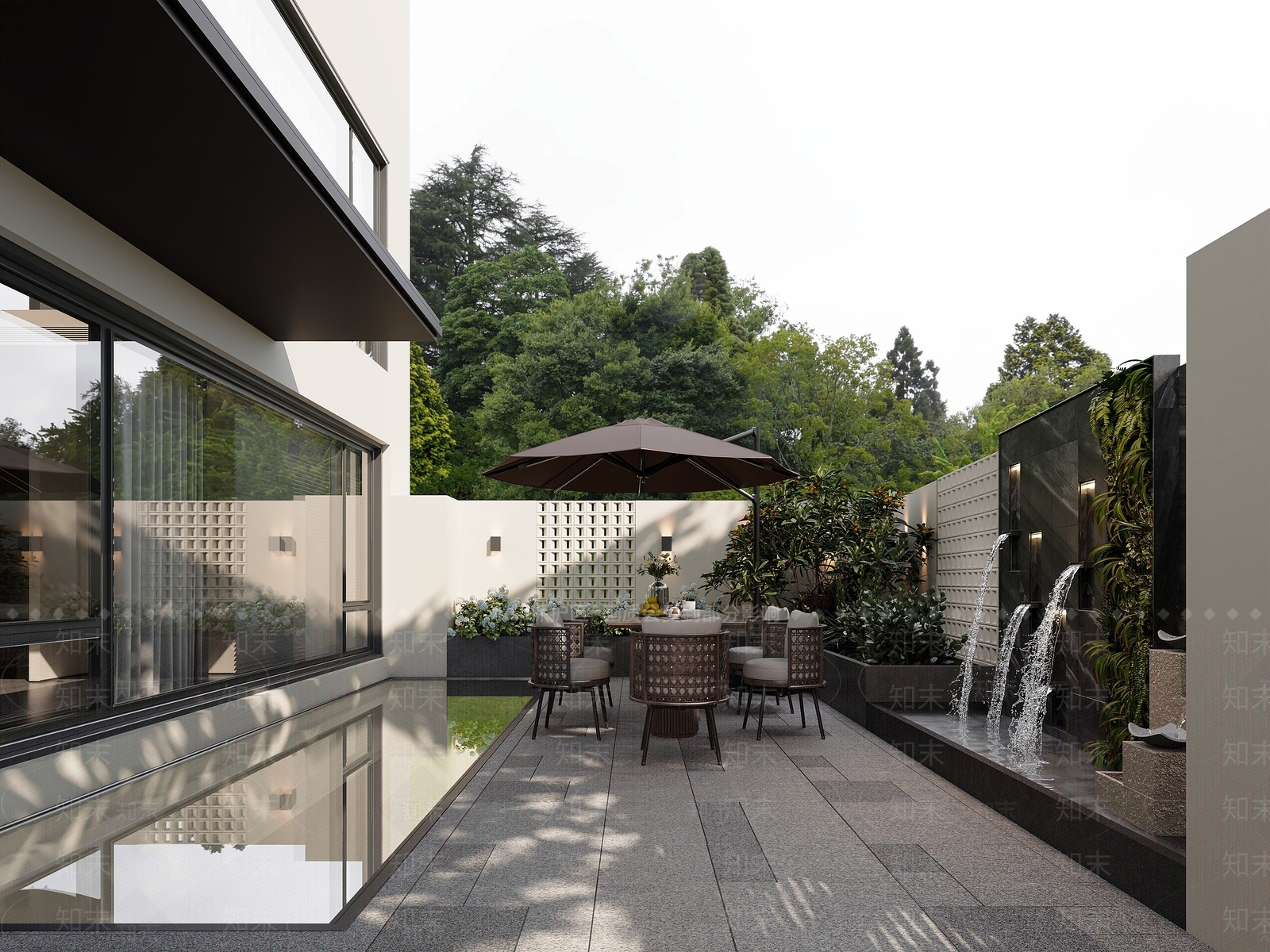 现代简约休憩花园3D模型下载【ID:1200950996】