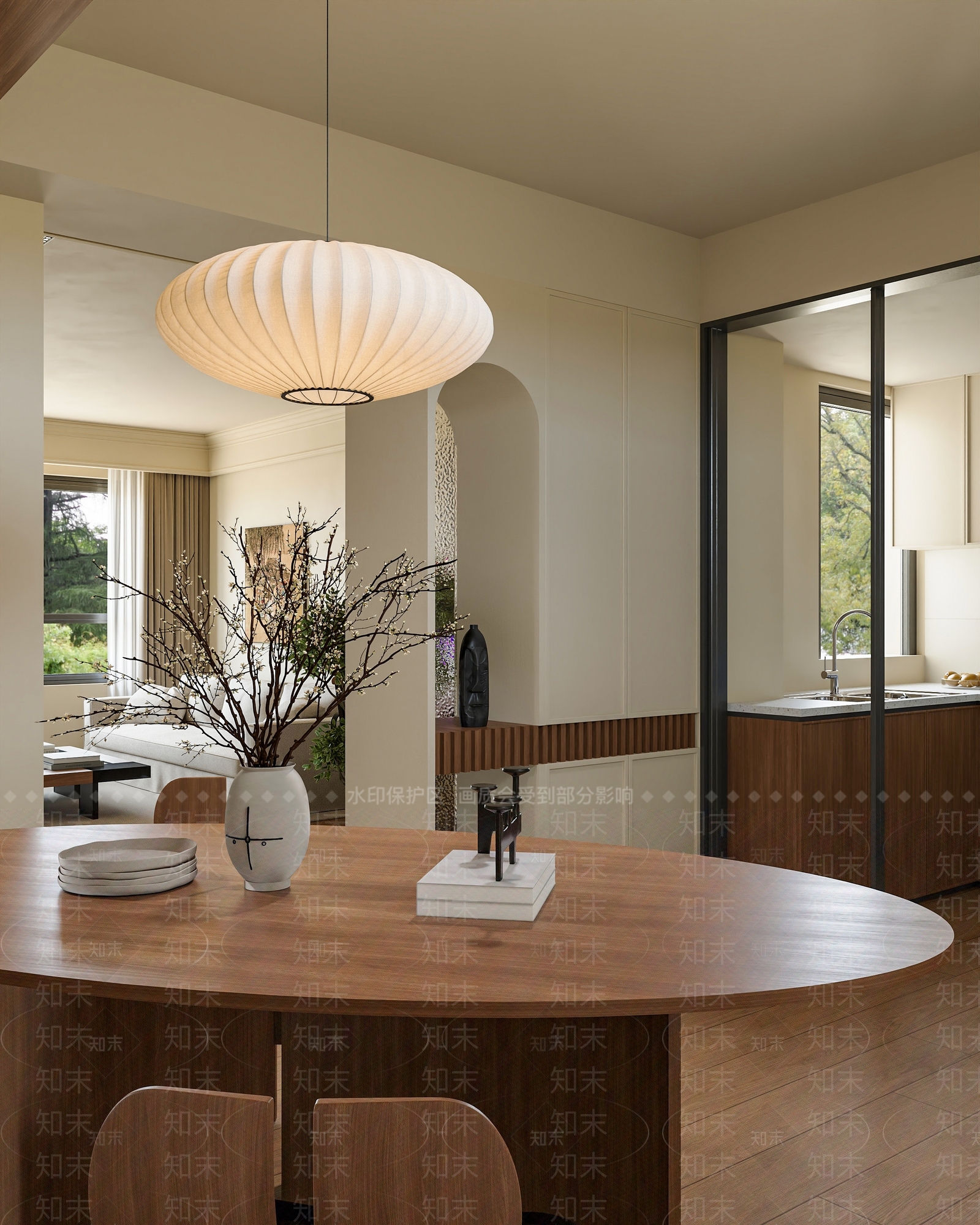 中式侘寂家居餐厅3D模型下载【ID:1200951158】