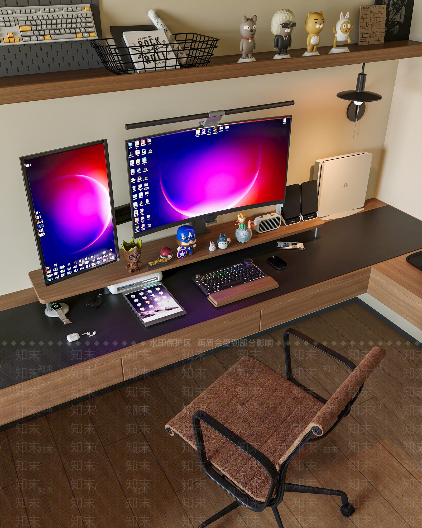 现代简约书桌椅3D模型下载【ID:1200951431】