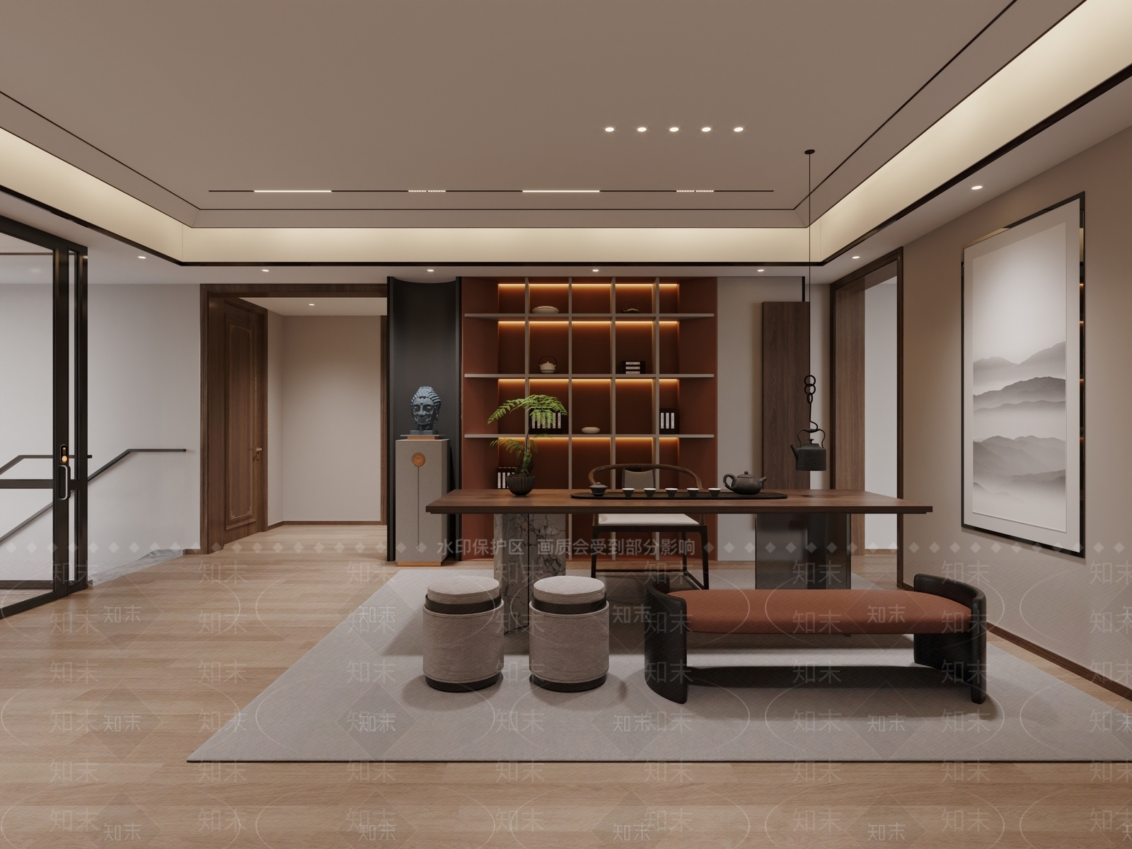 现代新中式茶室3D模型下载【ID:1200951734】
