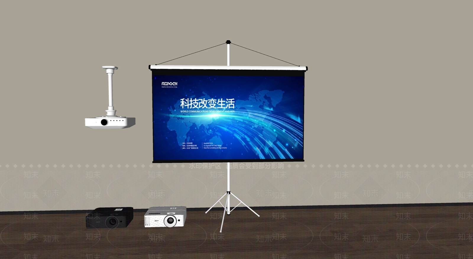 投影幕布SU模型下载【ID:1200952105】