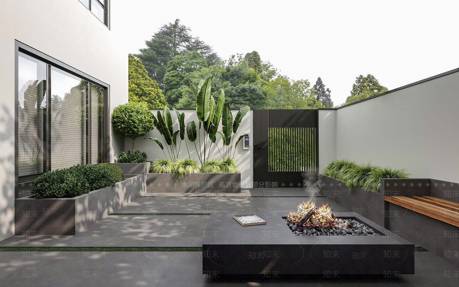 现代简约休憩花园3D模型下载【ID:1200952993】