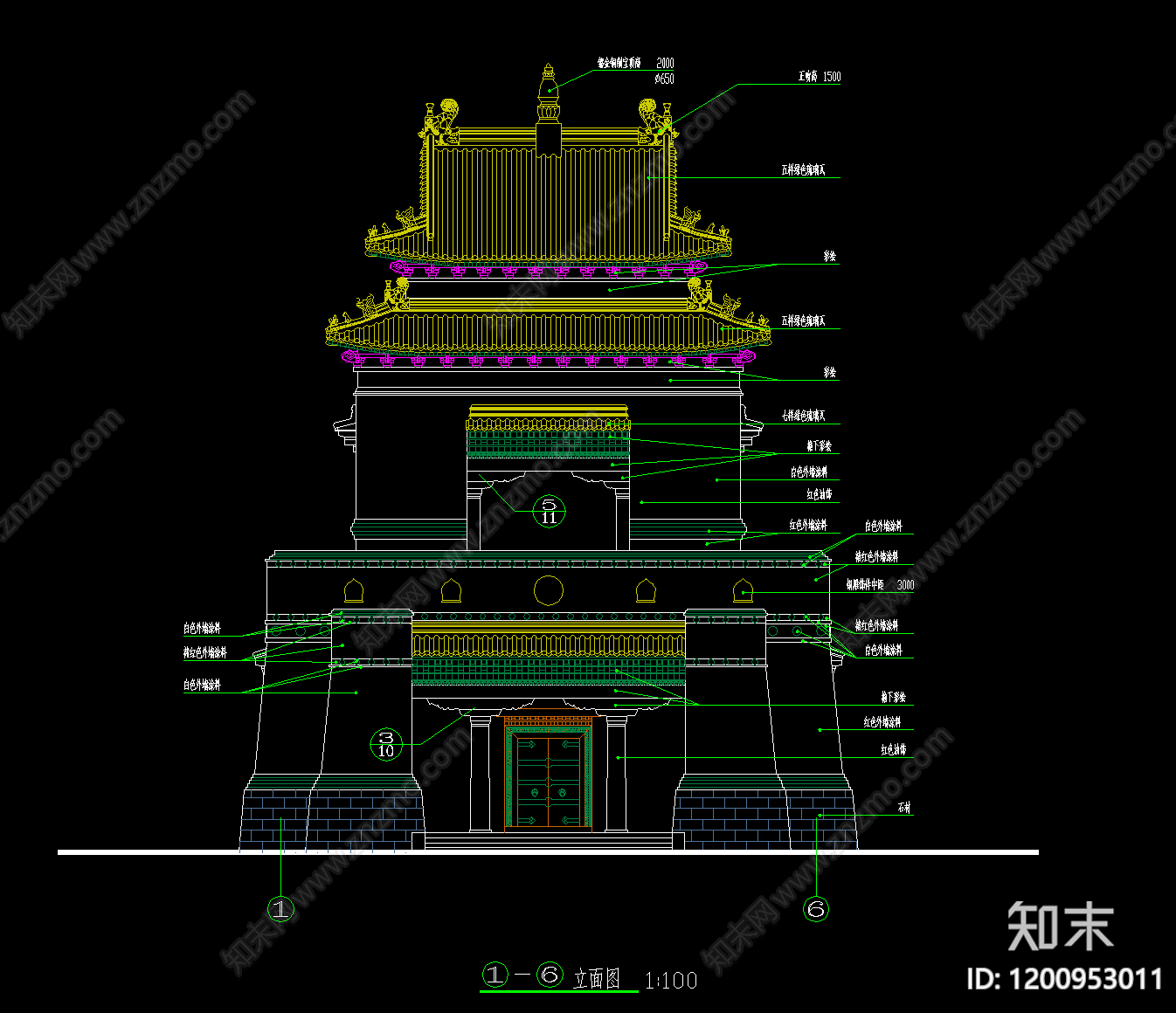 仿古建筑cad施工图下载【ID:1200953011】