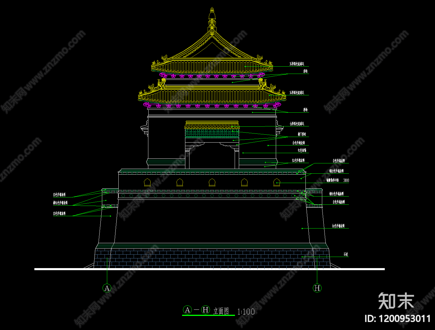 仿古建筑cad施工图下载【ID:1200953011】