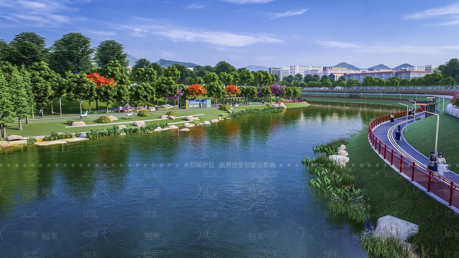 现代滨水景观SU模型下载【ID:1200954988】