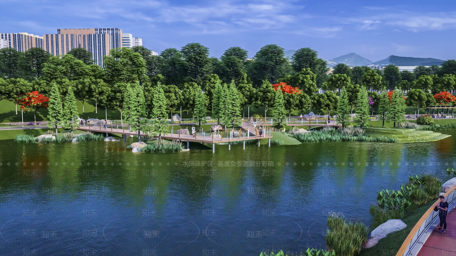 现代滨水景观SU模型下载【ID:1200954988】