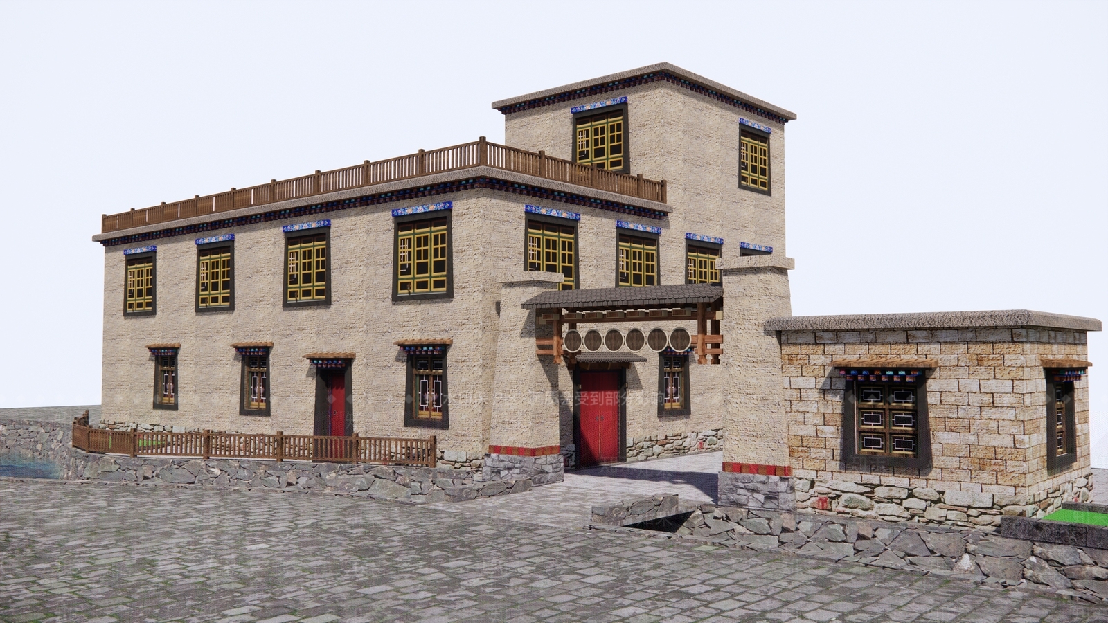 中古侘寂风格建筑SU模型下载【ID:1200955637】