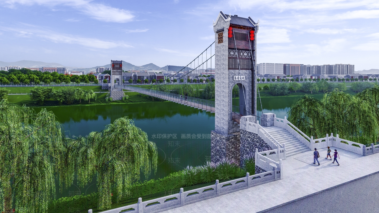 新中式景观桥SU模型下载【ID:1200957523】