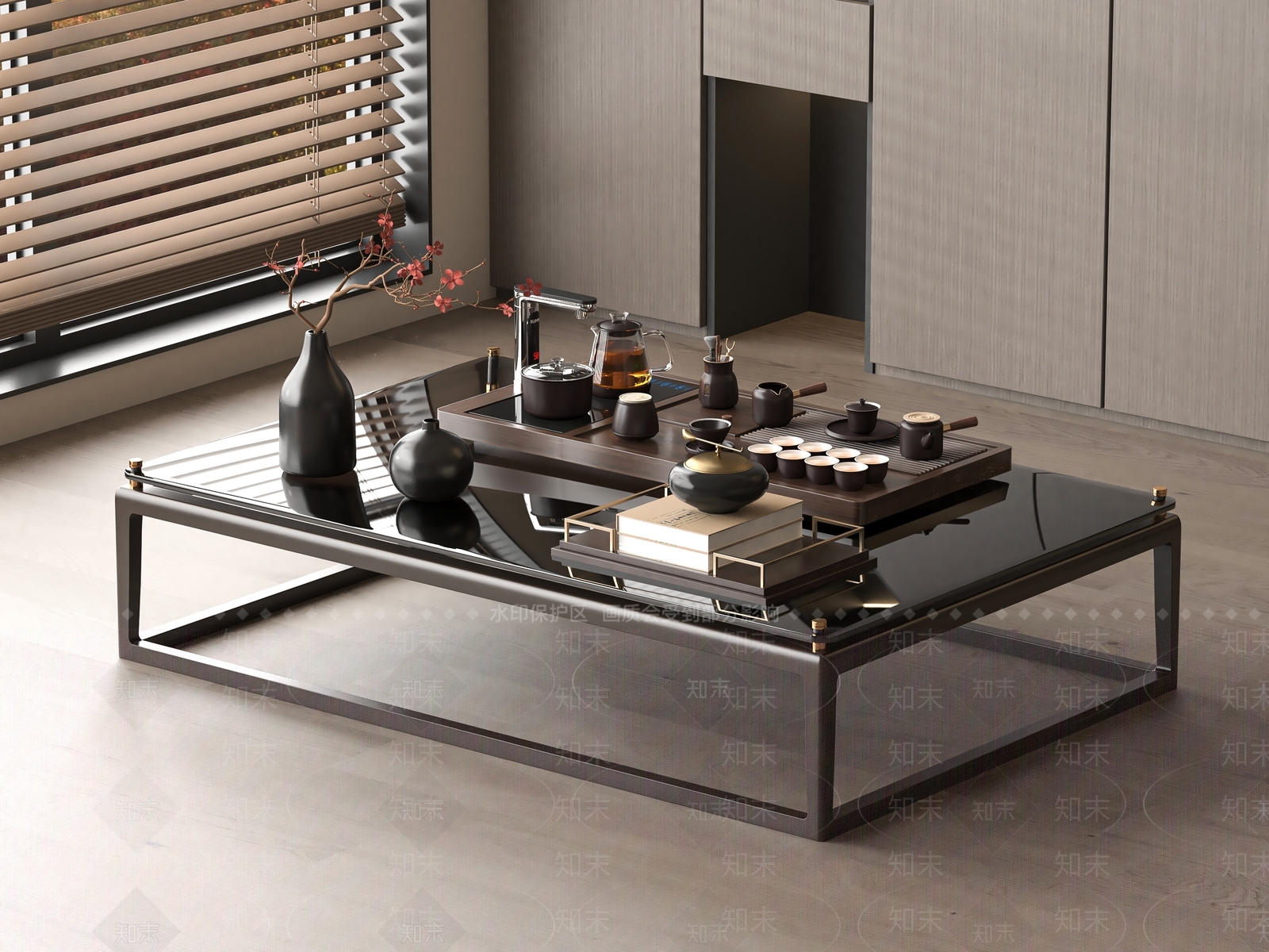 新中式茶几3D模型下载【ID:1200957499】